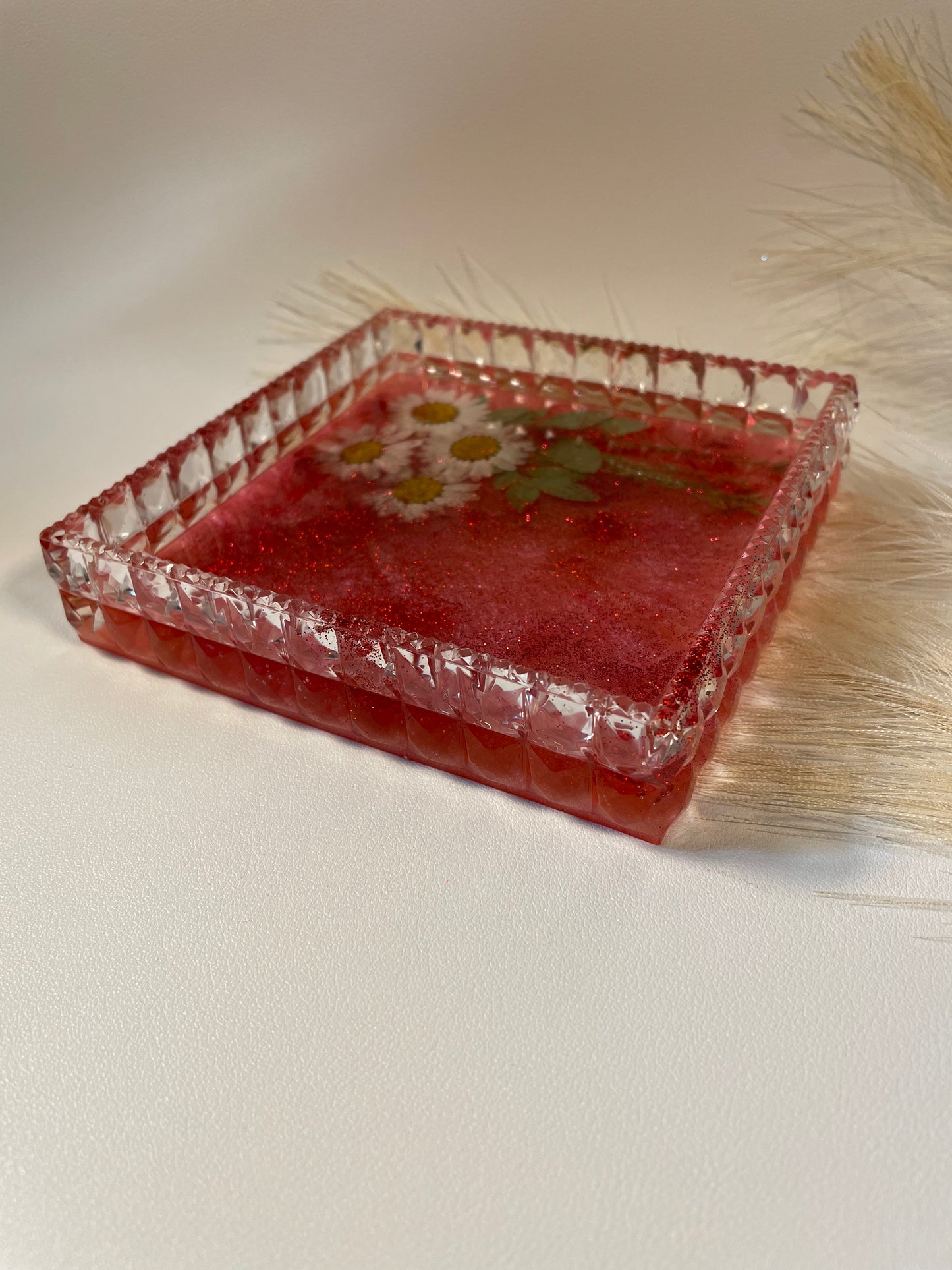 Large Square Floral Tray