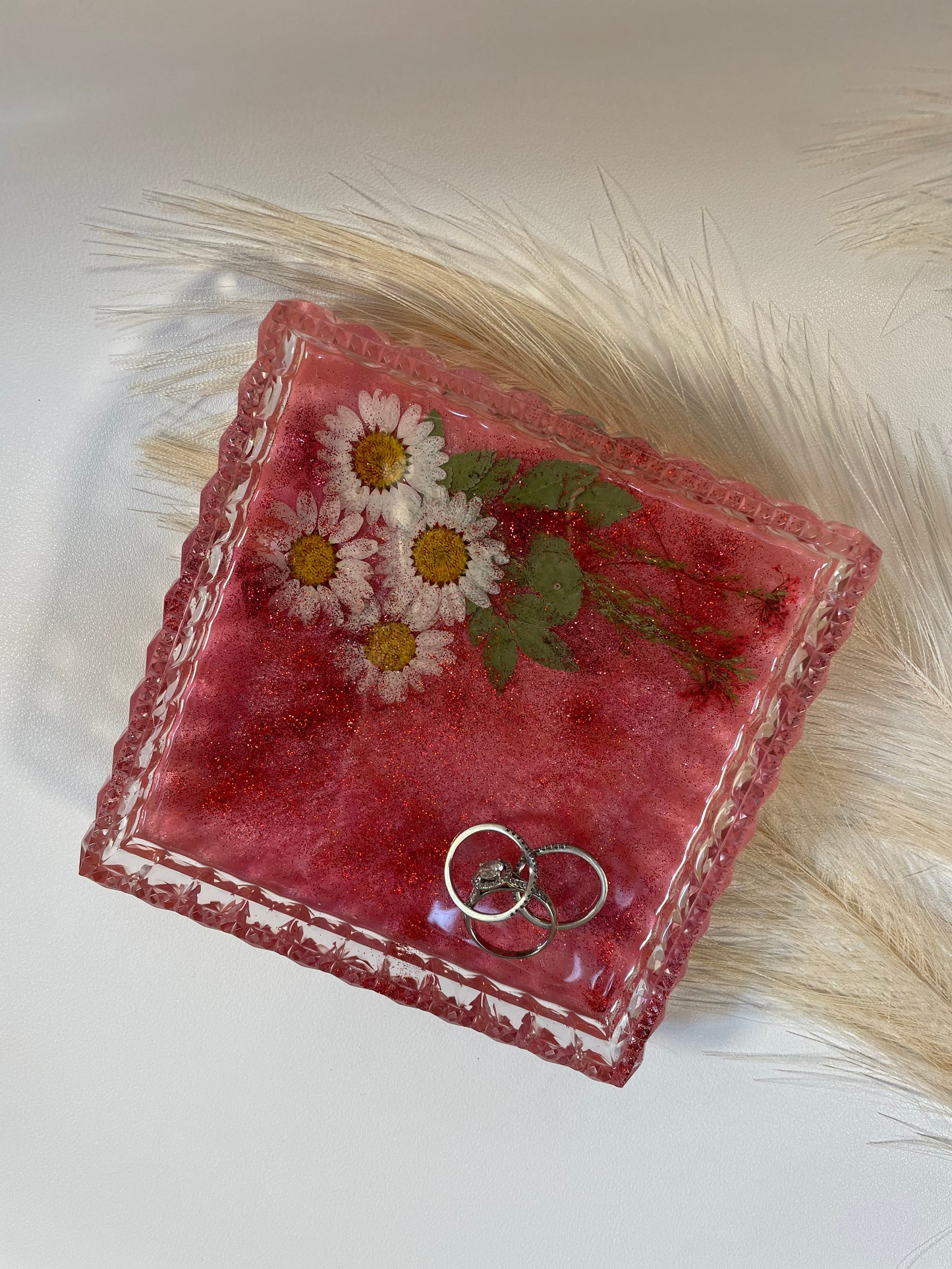 Large Square Floral Tray